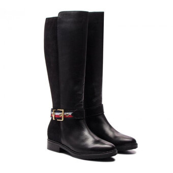 Tommy Hilfiger - kožené vysoké čižmy (čierne) - 39 - 5