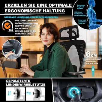 Ergonomická kancelárska stolička MELOKEA, písacia stolička s - 5