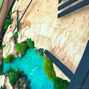 Machové hodiny s drevom a epoxidom 50cm priemer - 5