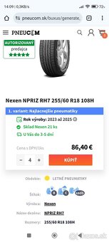 Predám 255/60 R18 Nexen Letné pneumatiky - 5