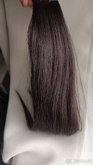 PRAVÉ VLASY predĺženie, príčesok hnedé + náhradné pásky - 5