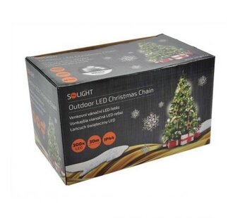 Solight LED vianočná reťaz 300 LED, IP44, 30m , 5 m studená - 5
