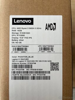 Lenovo Legion 5 - 15ACH6H - Ryzen 5, RTX3060, SSD 512GB, W10 - 5