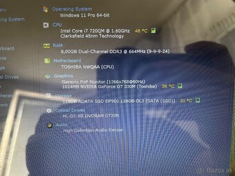 Toshiba Satellite A660 s i7,8gb ram,SSD,nvidia,16"HD lcd - 5