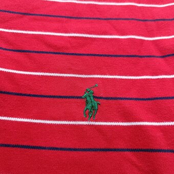 Polo Ralph Lauren červená pruhovaná polokošeľa tričko L - 5