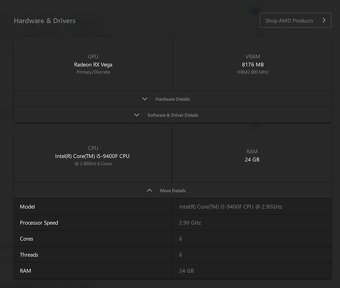 Predam herne/ pracovne PC i5-9400F, RX Vega 56, 24GB RAM - 5