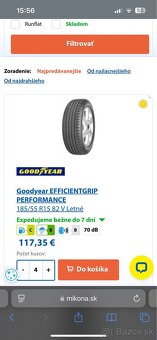 Úplne nové 4ks Letné Good Year 185/55 R15 82H - 5