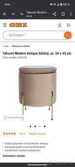 Taburet Modern Antique béžový s úložným priestorom - 5