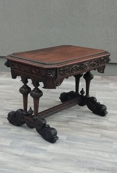 Stôl starožitný neorenesančný. - 5