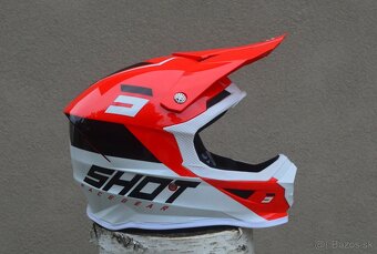 Predám mx SHOT okuliare helma prilba bielo červená - 5