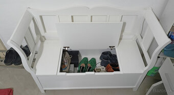 Biela drevená lavica s úložným priestorom / botníkom - 5