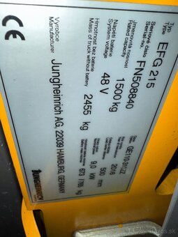 El. vysokozdvižný vozík jungheinrich EFG 215 s kabinou - 5