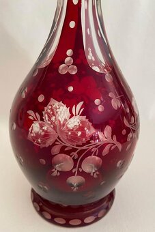 Fľaša brúsené rubínovú sklo - 5