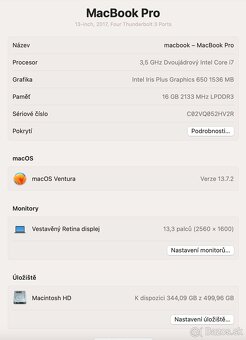 Macbook PRO 13, I7, 16GB, 500GB, - 5