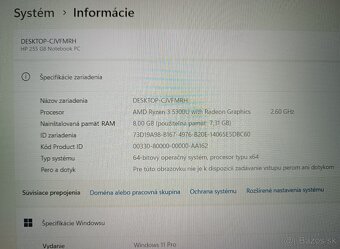 Predám nepoužívaný Notebook HP 255 G8 - 5