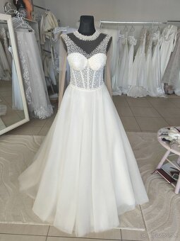 Predám nádherné úplne nové perličkove svadobné šaty - 5