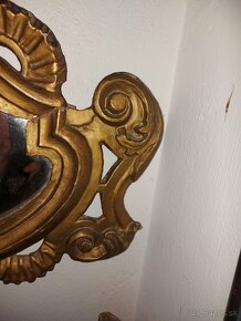 Predám starožitné barokové zrkadlo zlátená drevorezba - 5