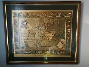 Predam starozitnu mapu sveta  gravirovanu na zlatej folii - 5