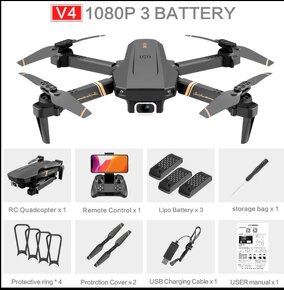 Dron V4 RC Wifi 2×1080p app video - 5