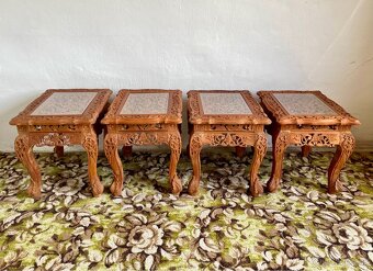 Veľky vyzrezávany set z tíkového dreva, dovezený z Ázie - 5