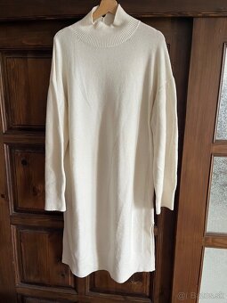 H&M pletené Svetrove šaty smotanové č. M - 5
