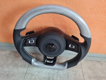 VOLANT VOLKSWAGEN R LINE GTI - KOZA / BIELY KARBON / BORDOVY - 5