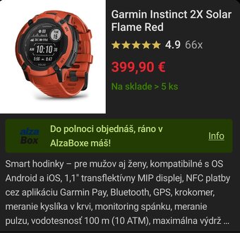 Predám nové hodinky Garmin Instinct 2X Solar - 5