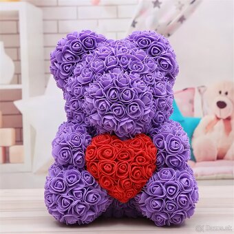 Macko z ruží 40 a 25 cm - všetky farby - ihneď k odberu - 5