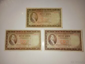 BANKOVKY 500 KČS 1946, JEDNOPÍSMENNÉ, NEPERFOROVANÉ - 5