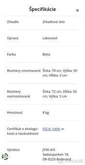 Zrkadlo NORDBORG rozmmer 70x90 biela Nerozbalena Je uplne - 5