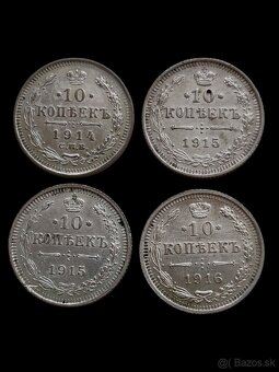 Strieborné 20,15, 10 a vzácne 5 Kopejky STAV - 5