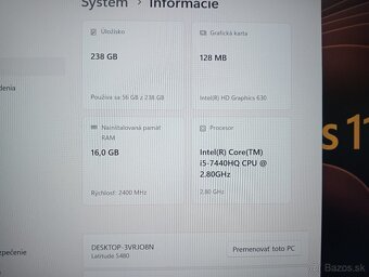 Dell latitude 5480 , Intel® Core™i5 , 16gb ram , 256gb ssd - 5