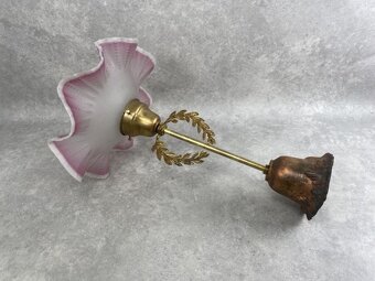 Secesná stropná lampa s mosadzným venčekom - 5