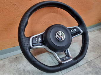 VOLANT VOLKSWAGEN R RLINE kožený BIELE PREŠÍVANIE - 5