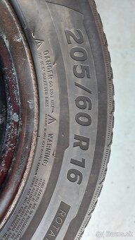 Predám plechové disky 16" so zimnymi pneu 205/60 r16 - 5