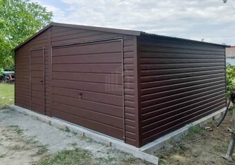 Plechová garáž 6x6 sedlová strecha, farebné prevedenie - 5