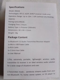 BT audio vysielač - príjmač- nové - 5