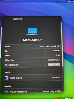 Predám MacBook Air 13 M1 16GB RAM - 5
