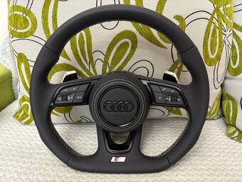 AUDI KOŽENÝ EXCLUSIVE VOLANT + AIRBAG + F1 PADLA BIELA NITKA - 5