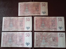SESTAVA BANKOVEK 50 KČ VŠECHNY VYDANÉ SÉRIE - 5