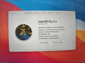 Apple Macbook Pro 15" Mid 2014, i7, 16 GB ram, 256 GB HDD - 5