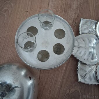 Starožitný set na štamperlíky - Sandrik jablko z alpaky - 5