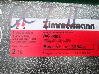 Brzdový kotúč ZIMMERMANN 1K0615601AB - 5