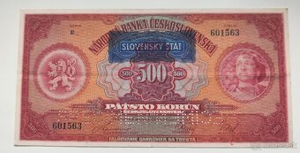 Bankovky Slovenský štát 500Kč 1929/39 Pretlač - 5