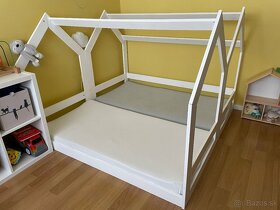 Detská masívna domčeková posteľ 80x160 biela - 5