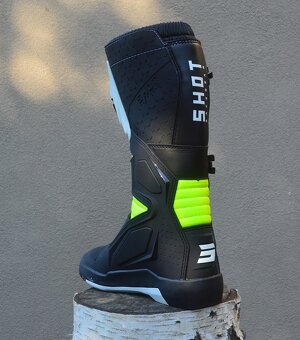Čižmy topánky SHOT čierne žlté biele - 5