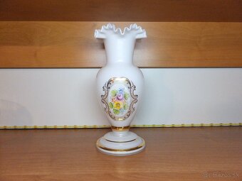 Retro krásná opálová váza, ručně malovaná, Bohemia. - 5