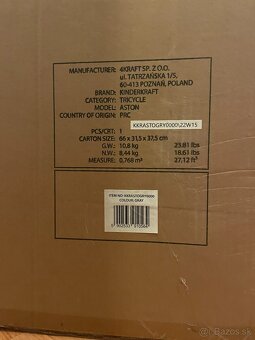 predám KINDERKRAFT Trojkolka Aston Grey - 5