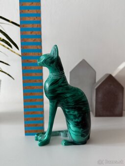 Malachitová soška Bastet - ochrana pred žiarením - čitaj… - 5