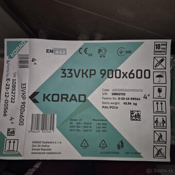 Nový radiátor KORAD 900x600, ľavý, nepoužitý - 5